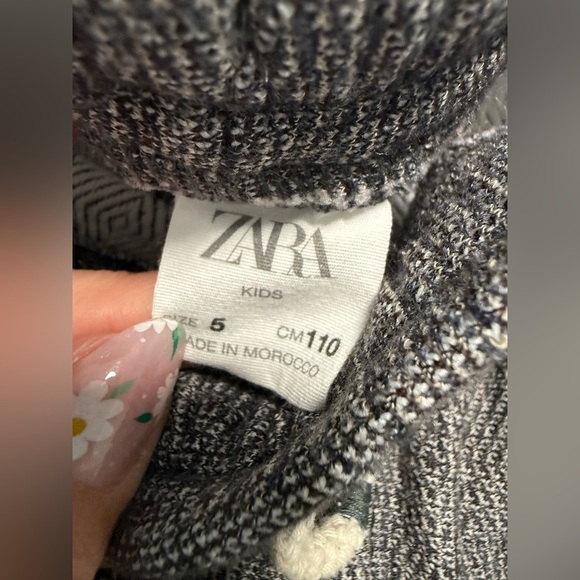 Zara Boys Jogger Pants Elastic Waist Stretch Gray Herringbone Size 5T - Picture 3 of 3